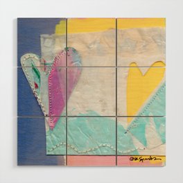 Yellow Heart Collage Wood Wall Art
