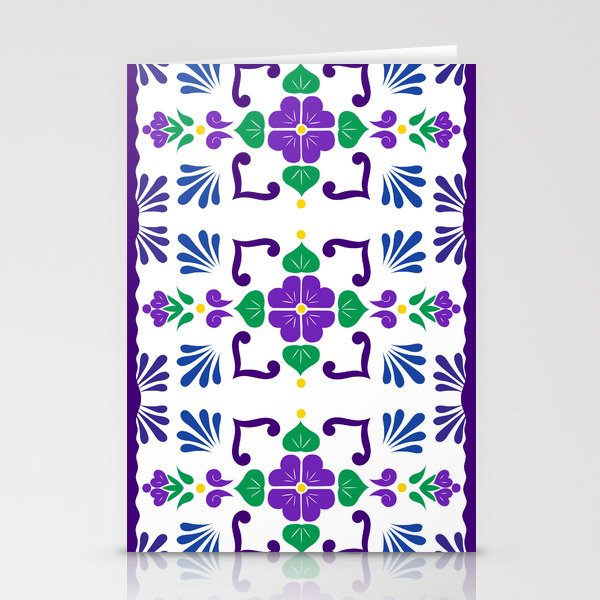 Purple 2, Framed Talavera Flower Stationery Cards