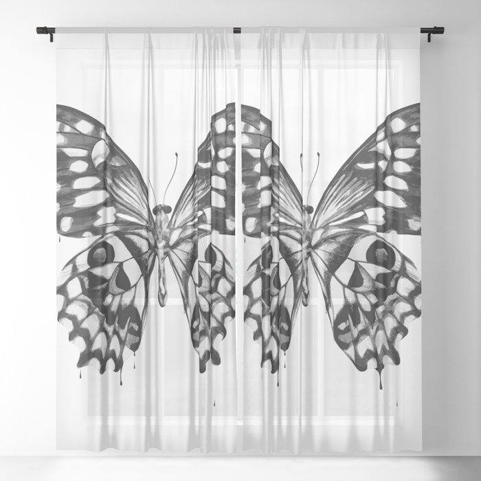 black butterfly Sheer Curtain