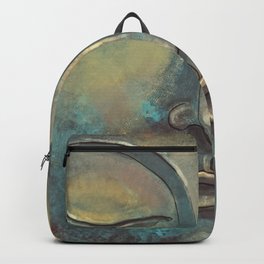 Rusty Golden Copper Buddha Face Watercolor Painting Backpack