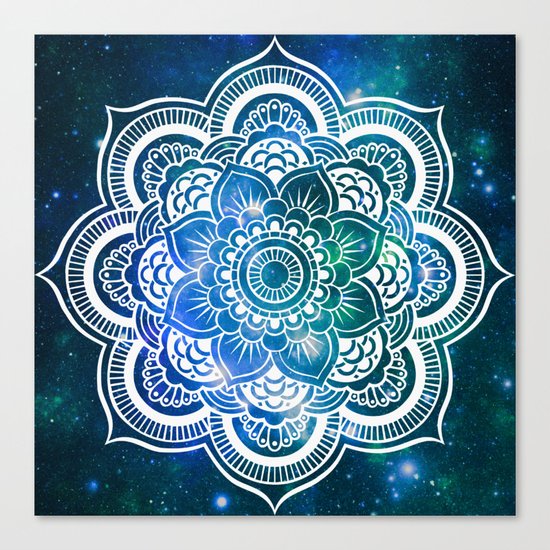 Mandala : Blue Green Galaxy Canvas Print