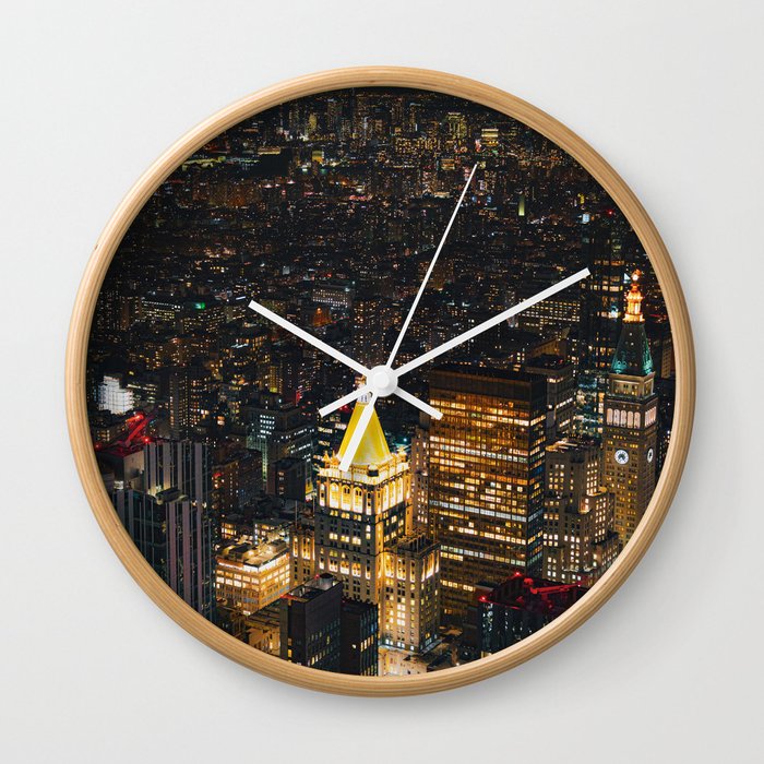 NYC Colorful Night | Travel Photography | New York City Wall Clock