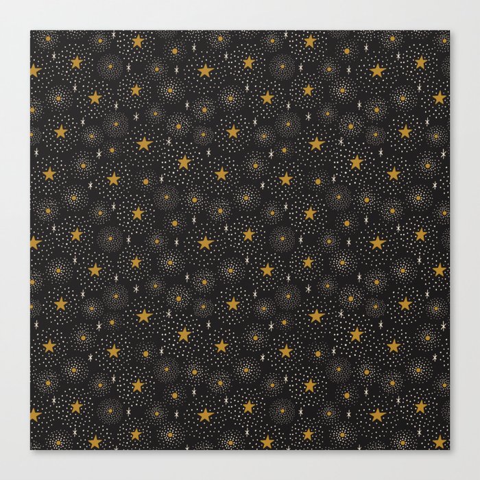 Stars Pattern on a Dark Background Canvas Print