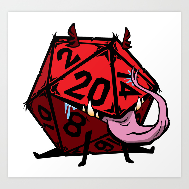 D20 Dice Mimic Pup In Red Art Print By Grimsd20s Society6 A dice with 20 faces. d20 dice mimic pup in red art print by grimsd20s