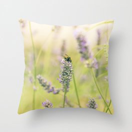 A bee on the lavender Throw Pillow