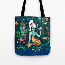 Blonde Leopard Martini Mermaid Tote Bag
