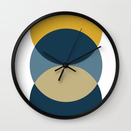 Rise of the Sun - Yellow, Blue, Geometric Art Wall Clock
