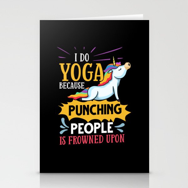 Yoga Unicorn Beginner Workout Quotes Meditation Stationery Cards