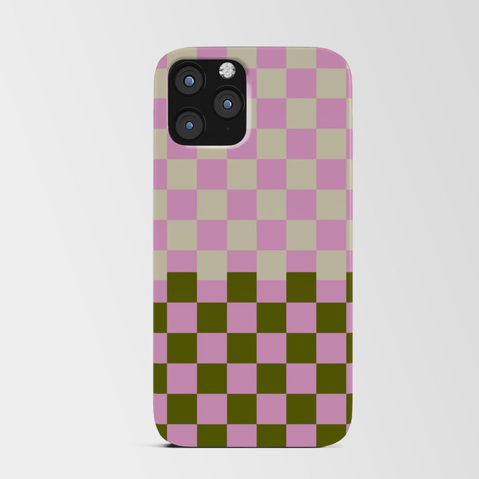 Retro Abstract Checker Squares Pattern iPhone Card Case