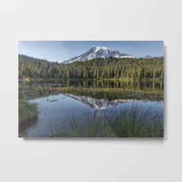 Reflecting a Mountain Metal Print | Reflectionlake, Fineart, Trees, Mountain, Landscape, Stratovolcano, Nature, Glacier, Outdoor, Summer 