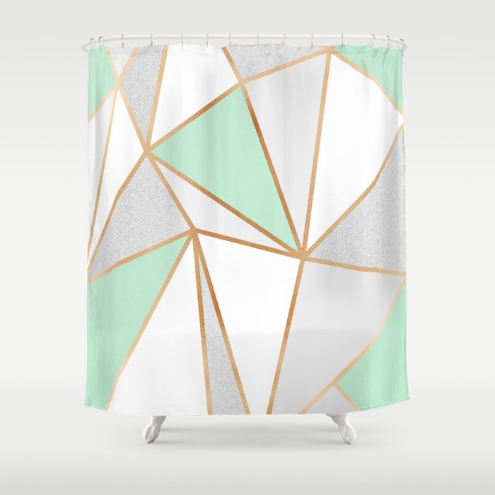 Mint Green Grey Gold Geo Shower Curtain By Bluebanana Society6