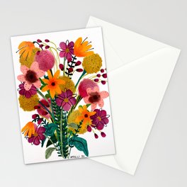 Orange and Purple Flower Bouquet Stationery Card