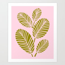 Tropical Plant Pink Green Botanical Art Print