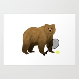 Bear Tennis Art Print