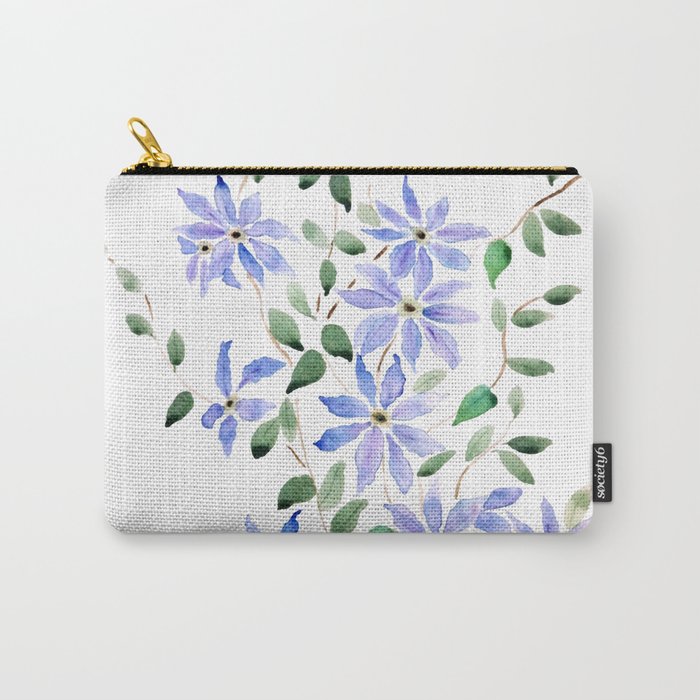 purple clematis flower watercolor  Carry-All Pouch