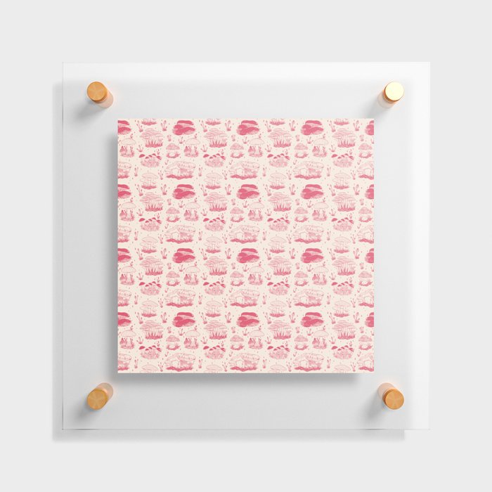 Mushroom Toile in Pink Floating Acrylic Print