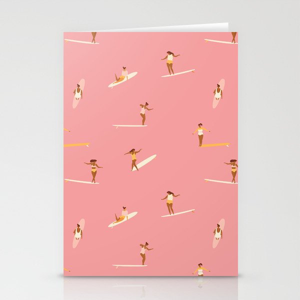 Surf girls in pink Stationery Cards