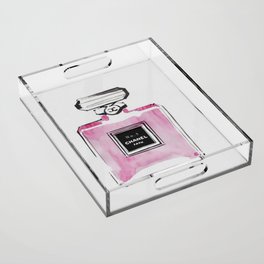 Vintage pink perfume drawing Acrylic Tray