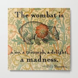Ode to a Wombat Metal Print | Animalprint, Wombat, Dgrossetti, Graphicdesign, Pattern, Megansteer, Homedecor, Victorian, Morrisprint, Yellow 