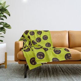 I am fine Smiley face Lime green Throw Blanket