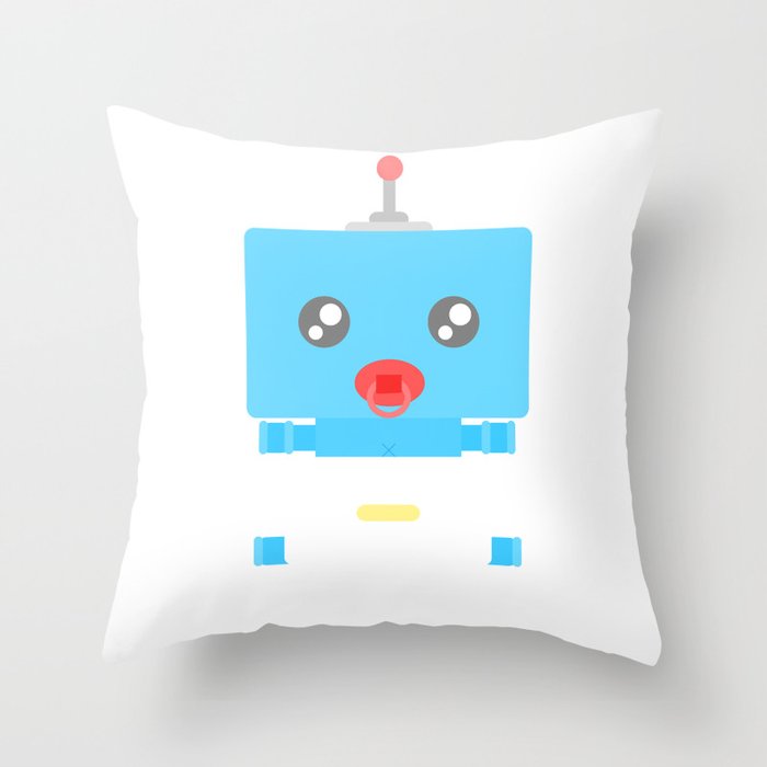 Control Me BooBeep the Blue Baby Robot ! Throw Pillow