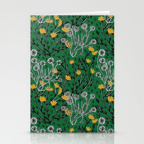 Flowering Bush - Green Stationery Cards