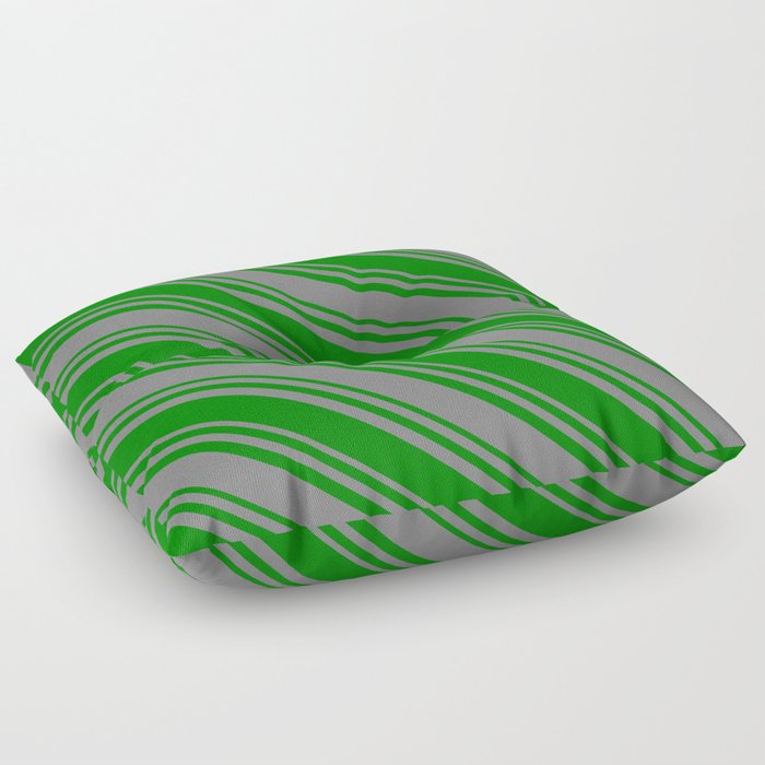 Green & Gray Colored Stripes Pattern Floor Pillow