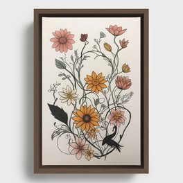Flowers-pattern-plant Framed Canvas