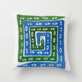 The Good Eye Snake Green/Blue Throw Pillow