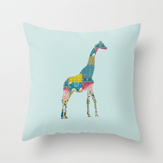 Patchwork Giraffe Throw Pillow