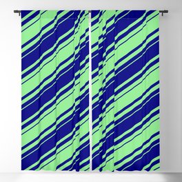 [ Thumbnail: Blue & Light Green Colored Lines Pattern Blackout Curtain ]
