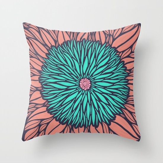 Blue Floral Throw Pillow