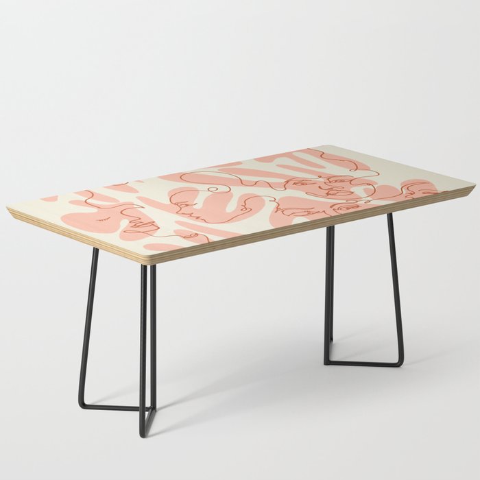 Terracotta Pastel One Line Faces Coffee Table