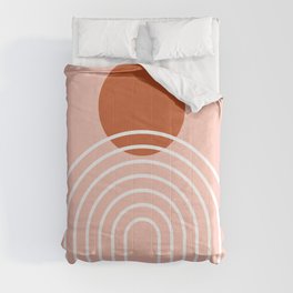 Mid Century Modern Geometric 38 in Terracotta Rose Gold (Rainbow Sun Abstraction) Comforter