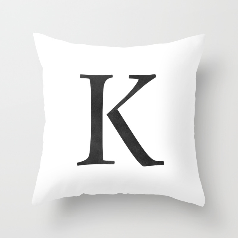 Letter K Initial Monogram Black And White Throw Pillow By Followmeinstead Society6