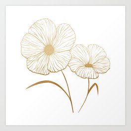 Flowers in a Light Brown Gradient Art Print