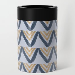 Hand Drawn Blue And Coffee Brown Chevron Pattern,Zigzag Pattern,Geometric,Abstract,Minimal,Retro,Classic, Can Cooler