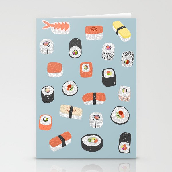 Sushi Roll Maki Nigiri Japanese Food Art Stationery Cards