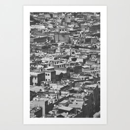 Cityview Medina Fés, Morocco. Black and White Fine Art Travel Print. Wall Art. Art Print