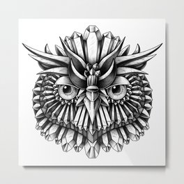 Crystal Owl Metal Print | Nature, Animal, Black and White, Abstract 