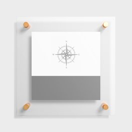 Vintage Nautical Compass - Gray & White Floating Acrylic Print