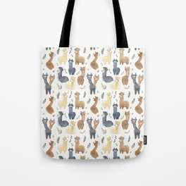 Cute Alpacas Illustration Pattern Tote Bag