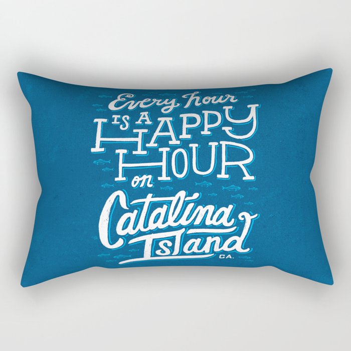 Every Hour is a Happy Hour Blue Rectangular Pillow