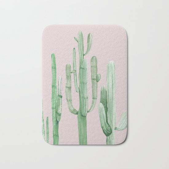 Three Amigos Green + Pink Bath Mat