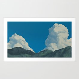 Puffy Anime-style Clouds Art Print