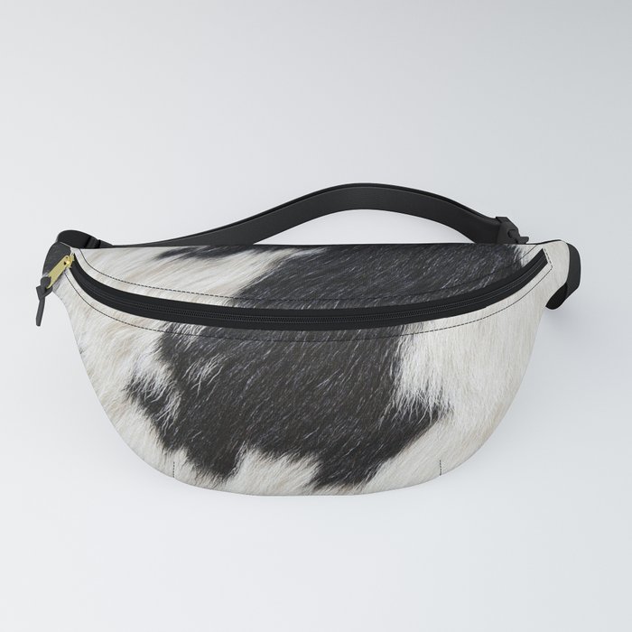 Black and White Cow Skin Print Pattern Modern, Cowhide Faux Leather Fanny Pack