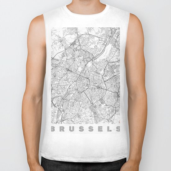 Brussels Map Line Biker Tank