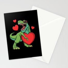 Kawaii Dinosaur Raptor Roar Valentines Day Stationery Card