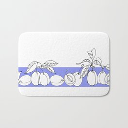 Decorative path from white plums. Linear drawing. Bath Mat
