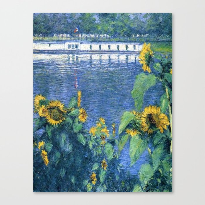 Sunflowers on the Banks of the Seine by Gustave Caillebotte Canvas Print